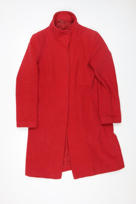 Laura Ashley Women's Red Wool Blend Long Coat Size 12