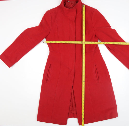 Laura Ashley Women's Red Wool Blend Long Coat Size 12