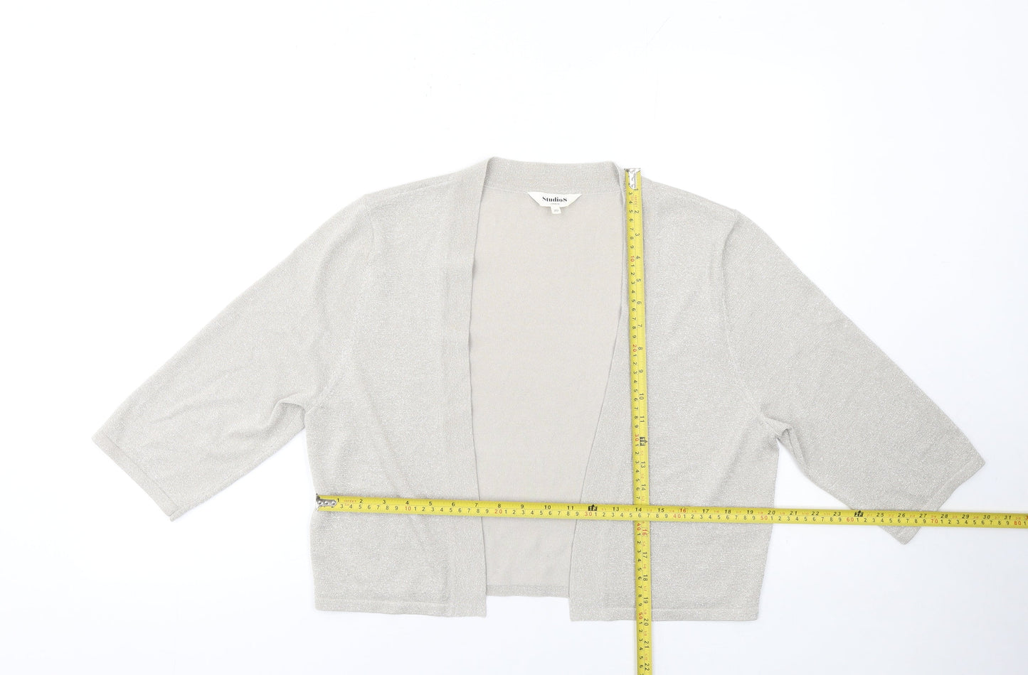 Womens UK Size 20 Studio8 London Silver Cardigan Jumper