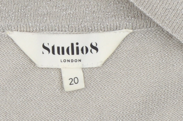 Womens UK Size 20 Studio8 London Silver Cardigan Jumper