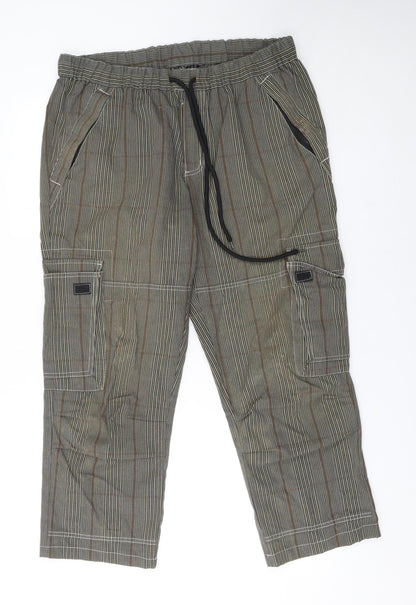 bpc bonprix Men's Brown Striped Cargo Trousers Size 36R