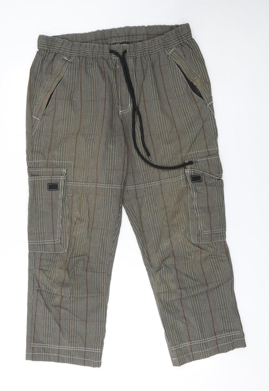 bpc bonprix Men's Brown Striped Cargo Trousers Size 36R
