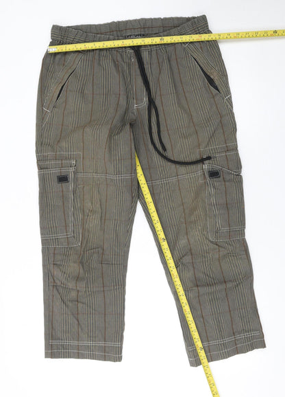 bpc bonprix Men's Brown Striped Cargo Trousers Size 36R