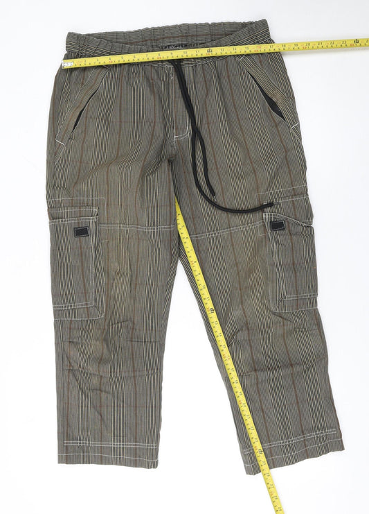 bpc bonprix Men's Brown Striped Cargo Trousers Size 36R