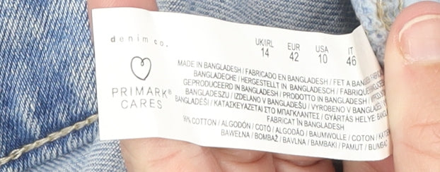 Primark Women’s Blue High Rise Mom Jeans Size 14 Cotton Denim