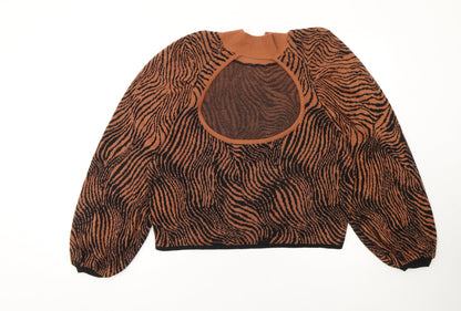 ASOS Women Brown Animal Print High Neck Jumper Size 14