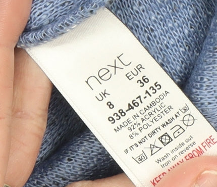 Next Womens Blue Jumper Dress Size 8 Long Sleeve Knit Zip