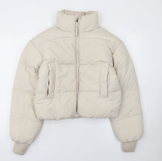 H&M Divided Women’s Beige Cropped Puffer Jacket Size S