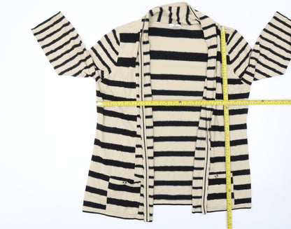 CC Women Beige Black Striped Knit Longline Cardigan XL