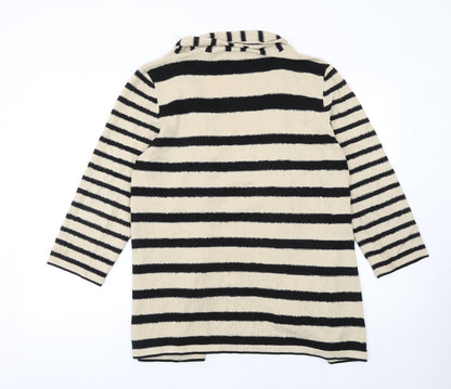 CC Women Beige Black Striped Knit Longline Cardigan XL