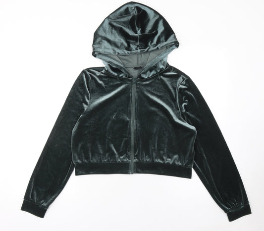 Womens UK Size 12 Monki Green Full Zip Hoodie