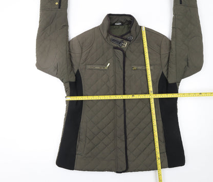 F&F Women's Green Quilted Jacket Size 18 Zip Buckle Mid-Length