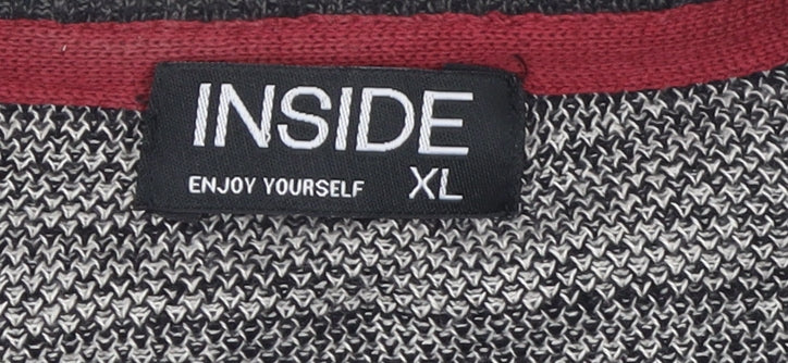 INSIDE Men's Grey Striped Cotton Crew Neck Jumper XL