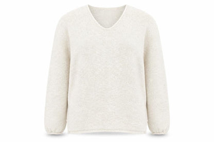 Orvis Women Beige Cotton Acrylic V-Neck Knit Jumper Size L