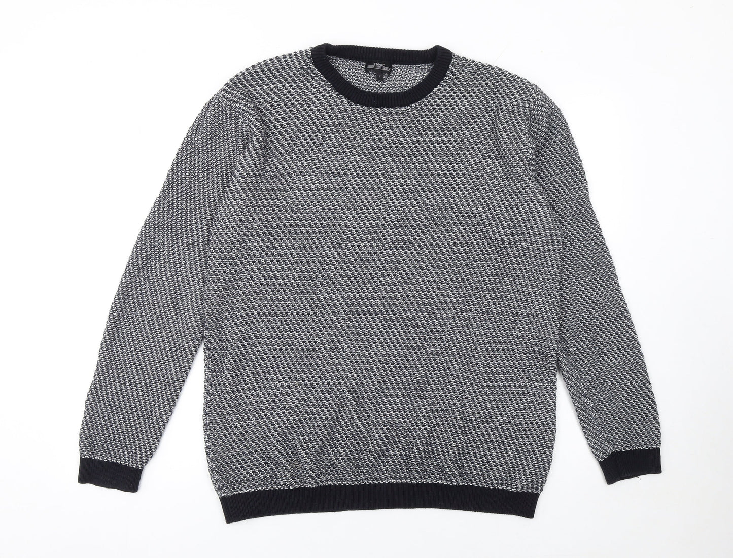 Next Men’s Grey Cotton Waffle-Knit Crew Neck Jumper Size L