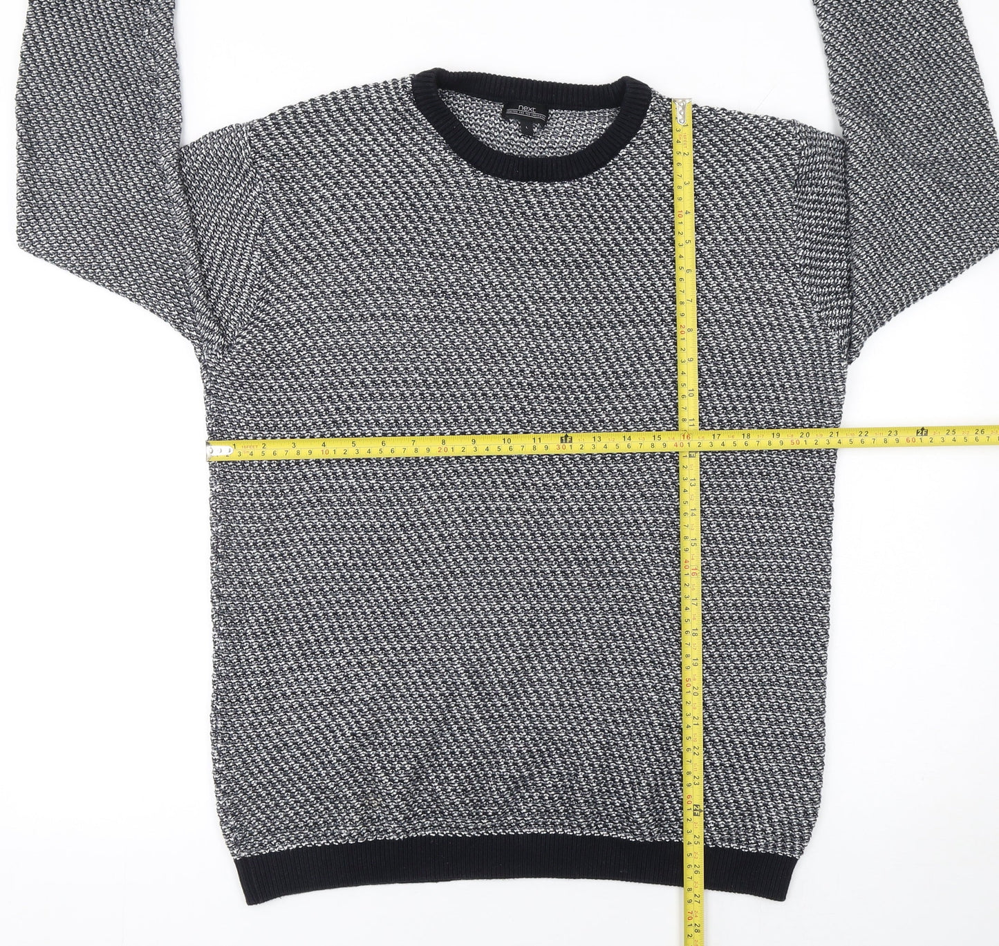 Next Men’s Grey Cotton Waffle-Knit Crew Neck Jumper Size L