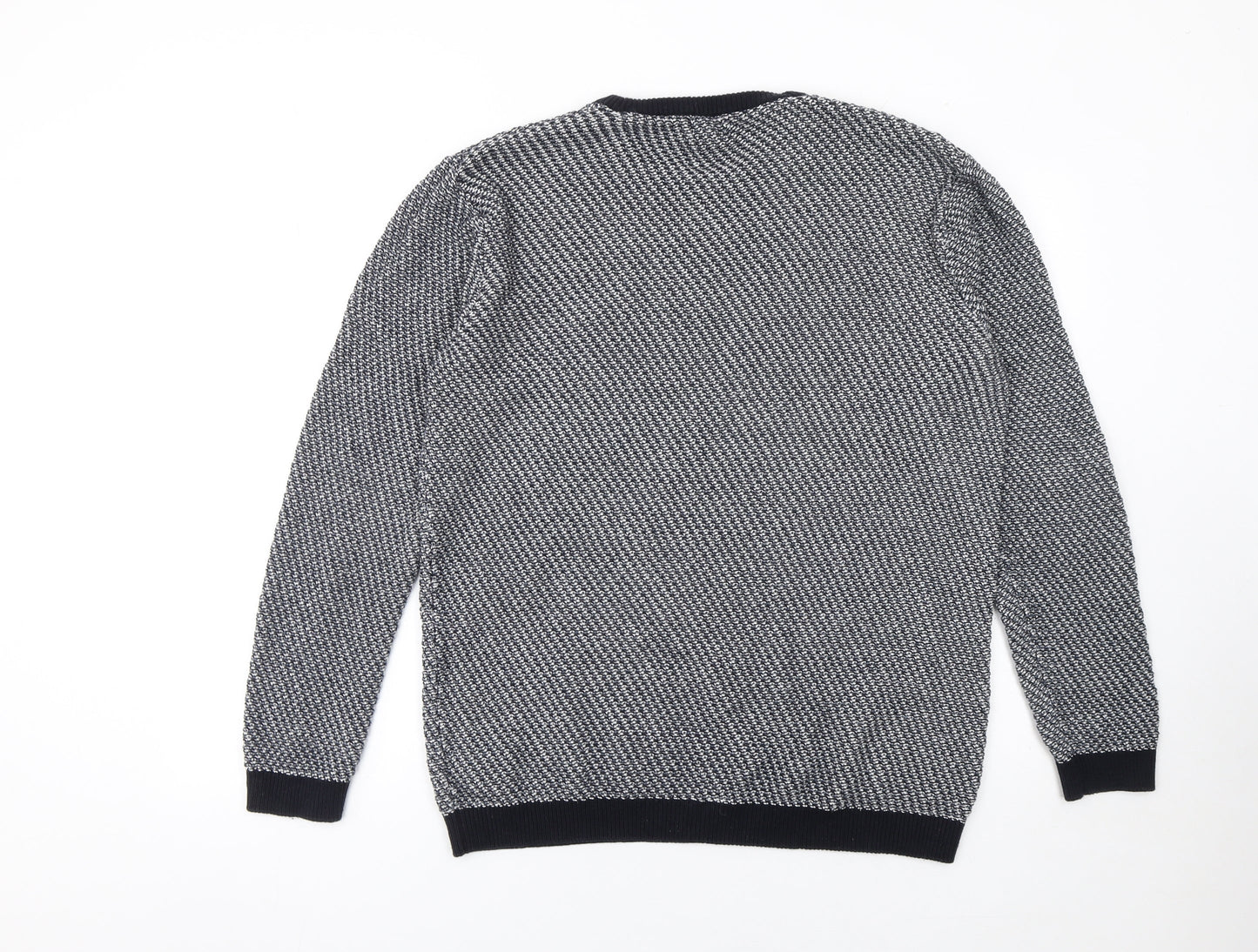 Next Men’s Grey Cotton Waffle-Knit Crew Neck Jumper Size L