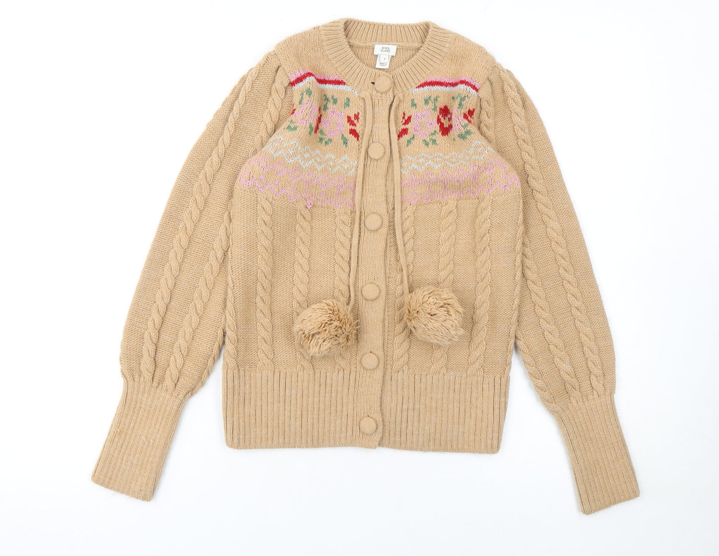 Womens UK Size 8 River Island Beige Cardigan Jumper