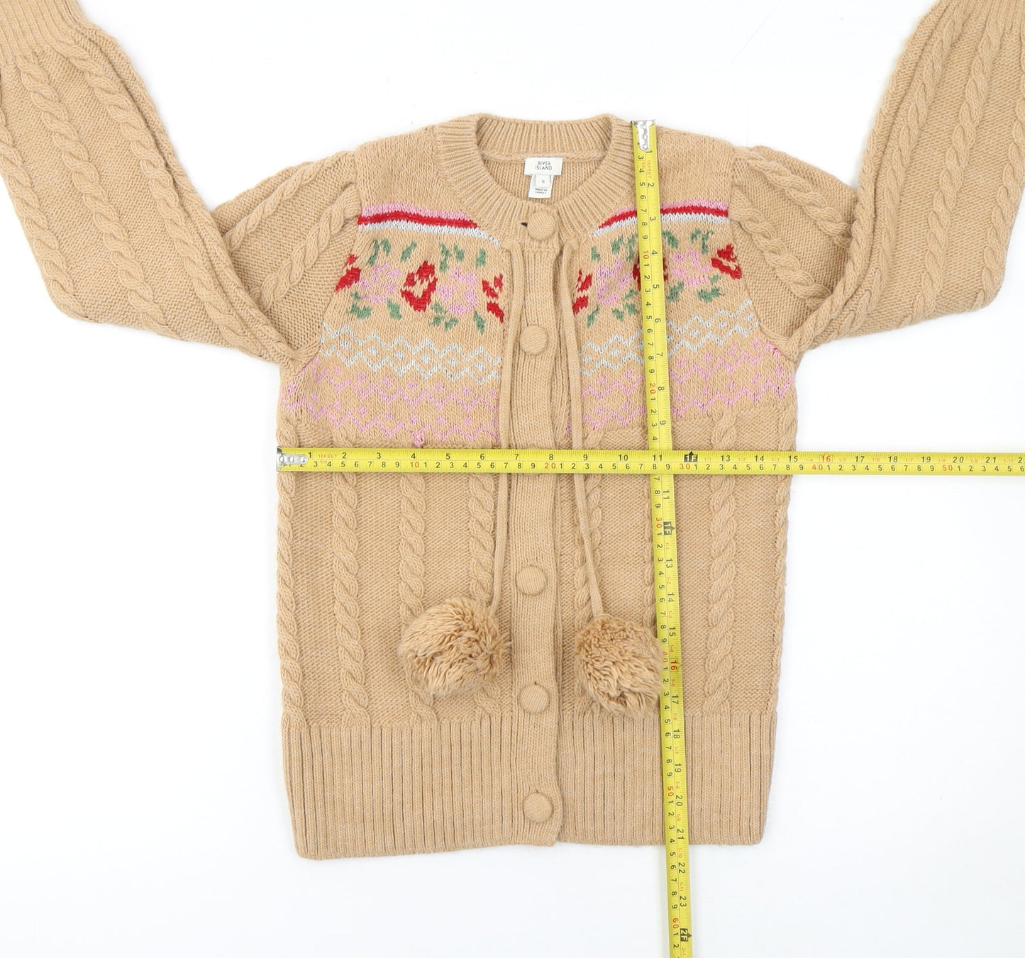 Womens UK Size 8 River Island Beige Cardigan Jumper