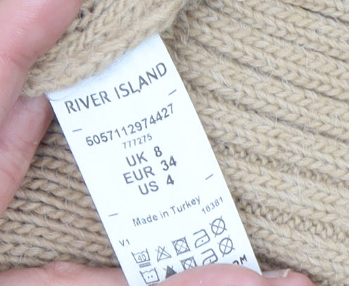Womens UK Size 8 River Island Beige Cardigan Jumper
