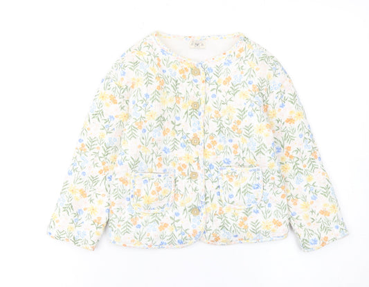 F&F Girls Multicoloured Floral Quilted Cotton Jacket 4-5 Years