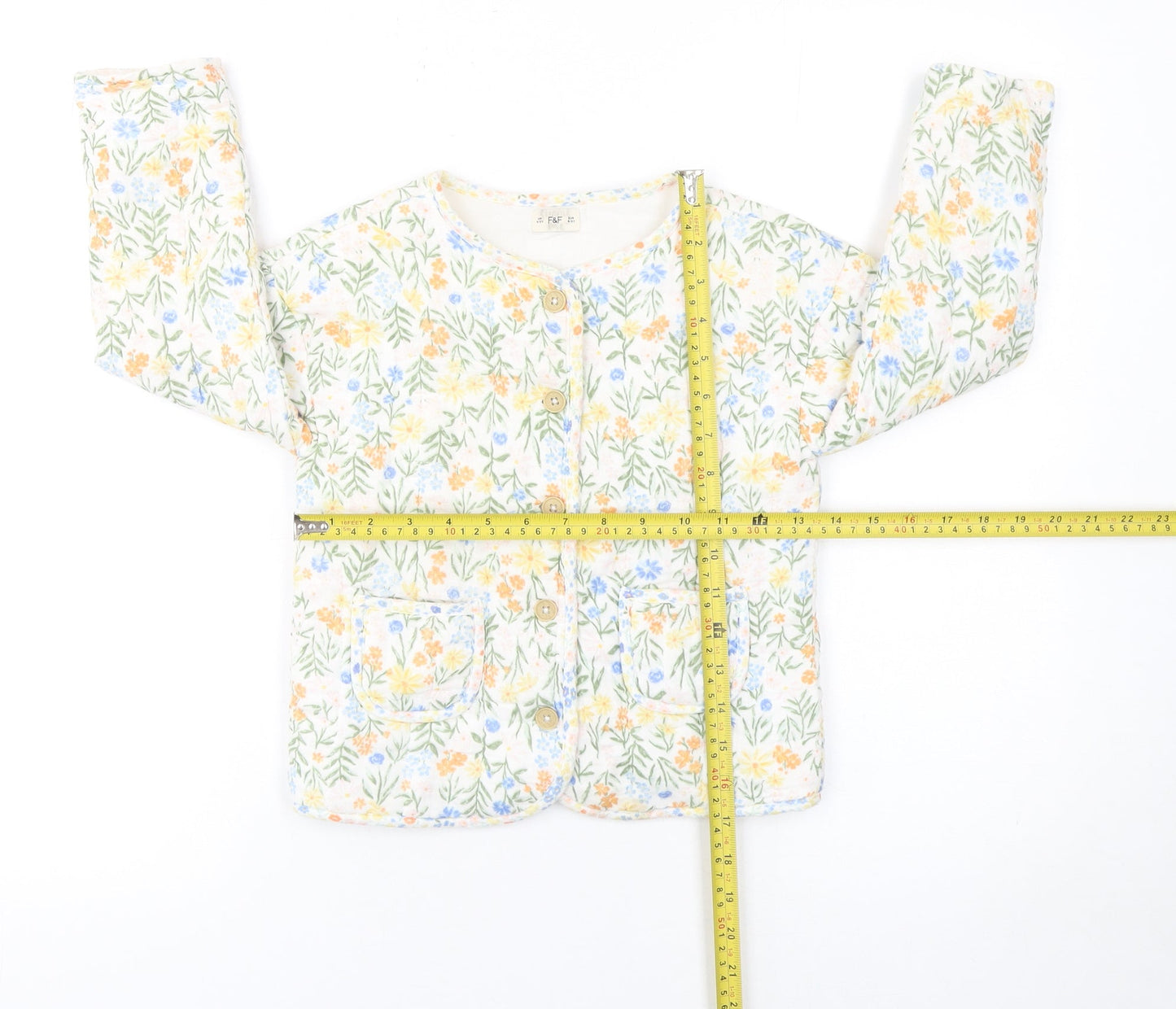 Girls UK Size 4-5 Years F&F Multicoloured Quilted Coat