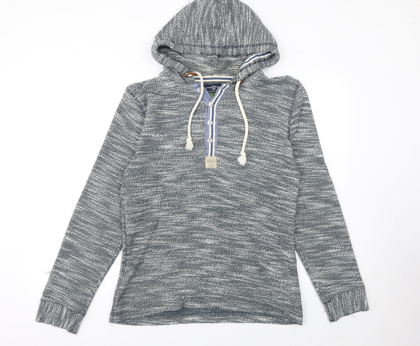 Mens UK Size M Key Largo Grey Henley Hoodie