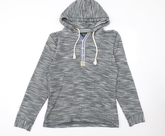 Mens UK Size M Key Largo Grey Henley Hoodie
