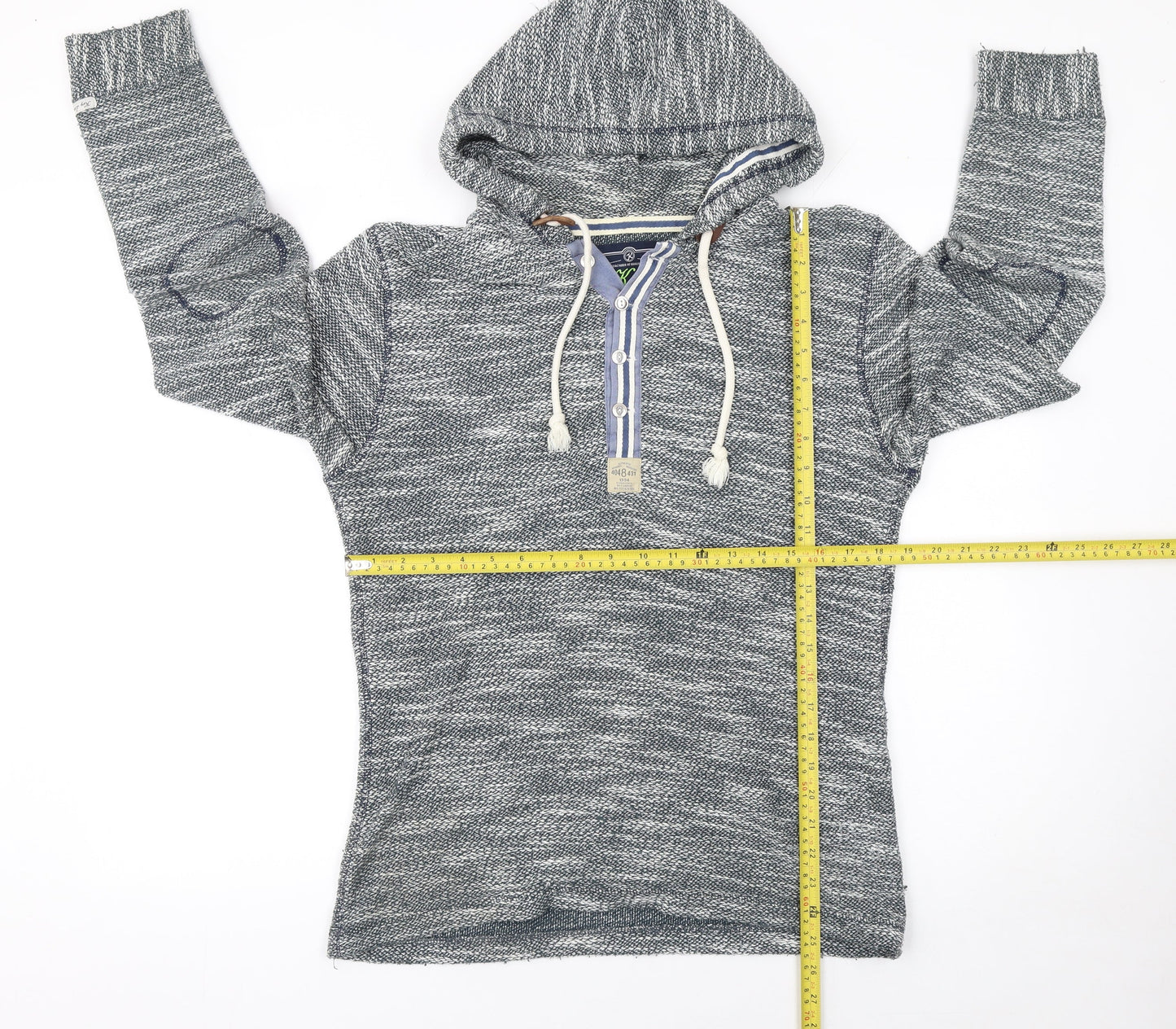 Mens UK Size M Key Largo Grey Henley Hoodie