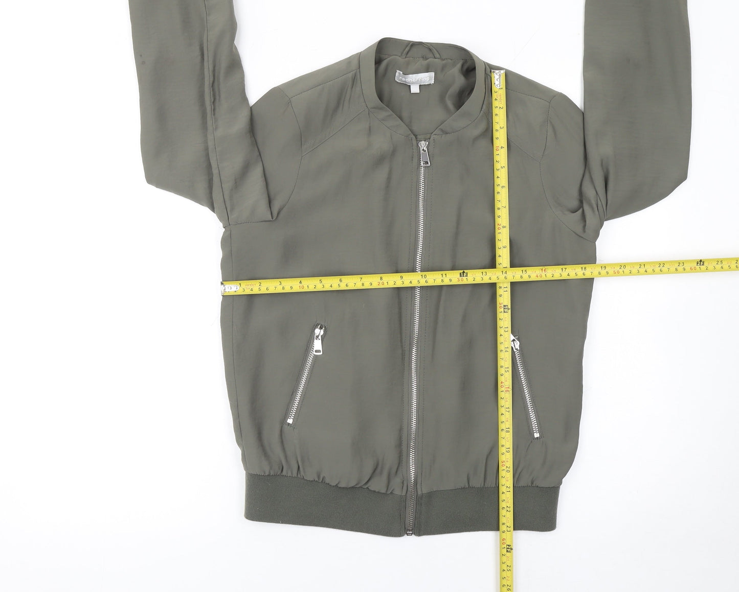 Red Herring Womens Green Bomber Jacket Size 10 Polyester Zip Casual