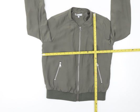 Red Herring Womens Green Bomber Jacket Size 10 Polyester Zip Casual