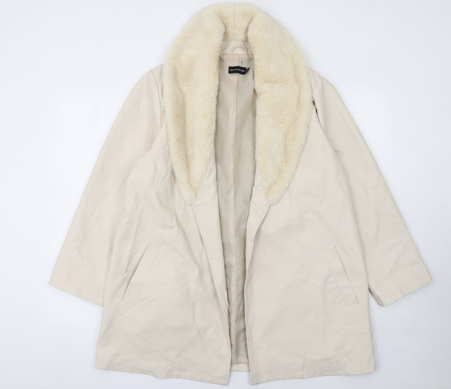 Womens UK Size 6 PRETTYLITTLETHING Beige Overcoat