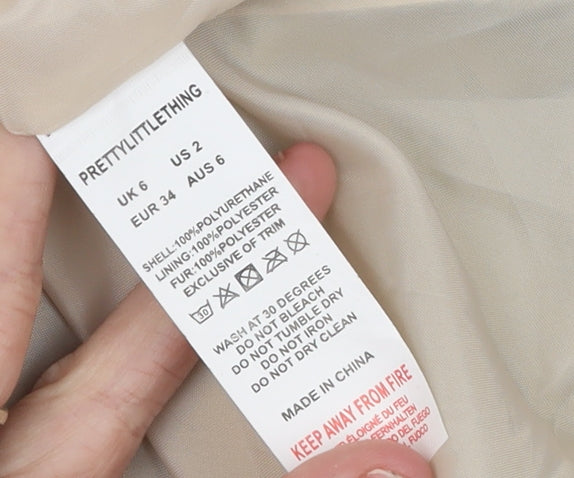 Womens UK Size 6 PRETTYLITTLETHING Beige Overcoat
