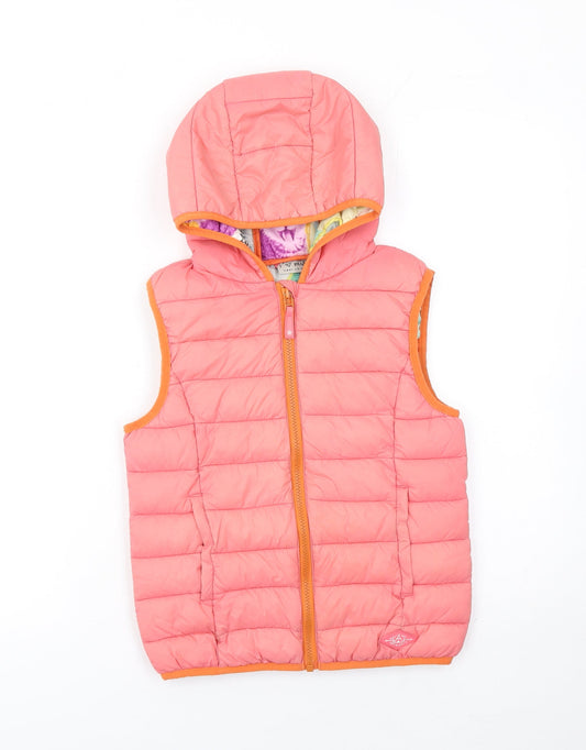 Next Girls Pink Hooded Puffer Gilet Waistcoat 10 Years Nylon