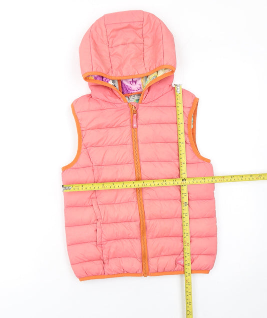 Next Girls Pink Hooded Puffer Gilet Waistcoat 10 Years Nylon