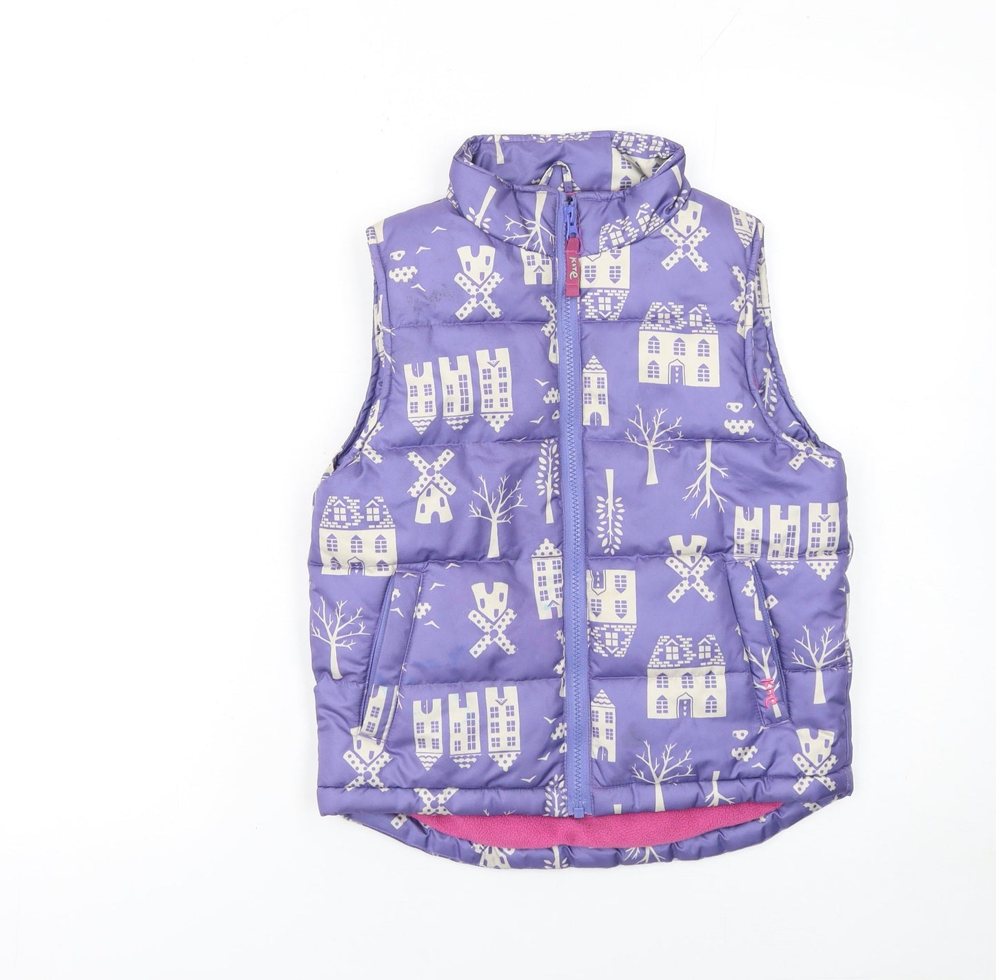Kite Girls Purple Puffer Waistcoat 8 Years Quilted Polyester Zip Up