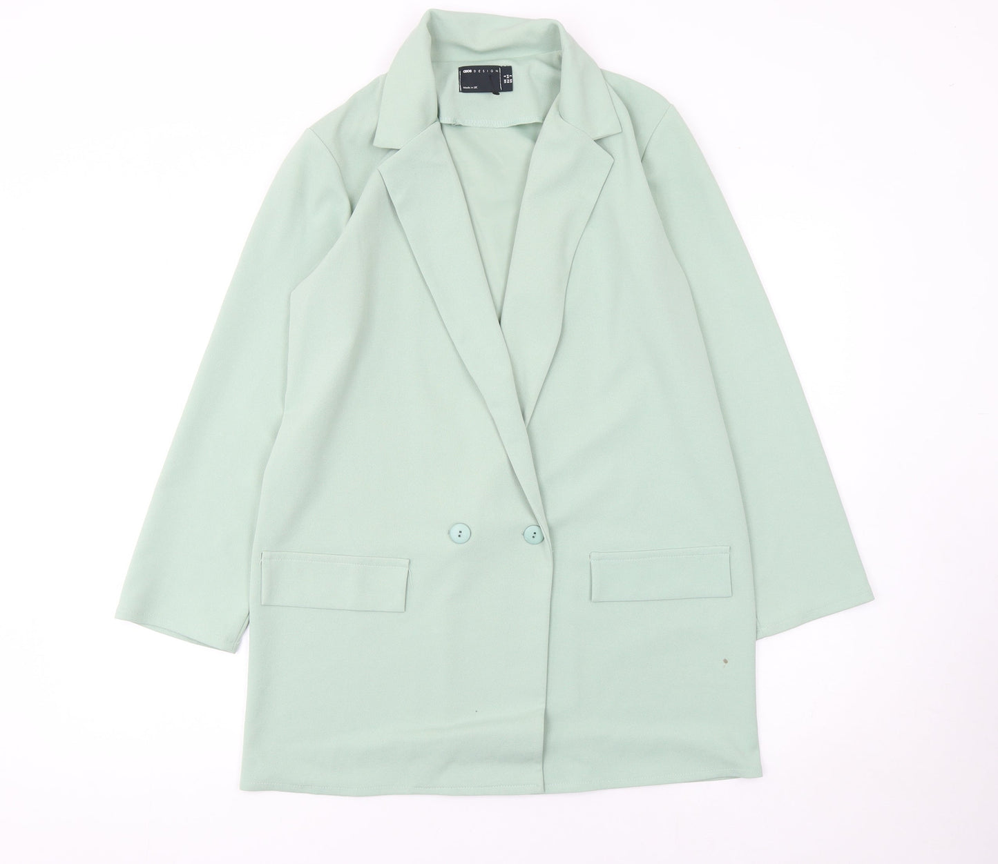 ASOS DESIGN Women’s Green Double-Breasted Long Blazer Jacket Size 6