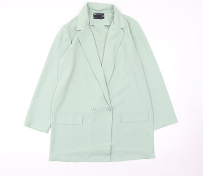 ASOS DESIGN Women’s Green Double-Breasted Long Blazer Jacket Size 6