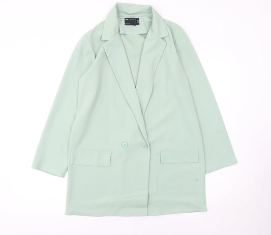 ASOS DESIGN Women’s Green Double-Breasted Long Blazer Jacket Size 6