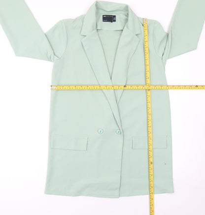 ASOS DESIGN Women’s Green Double-Breasted Long Blazer Jacket Size 6