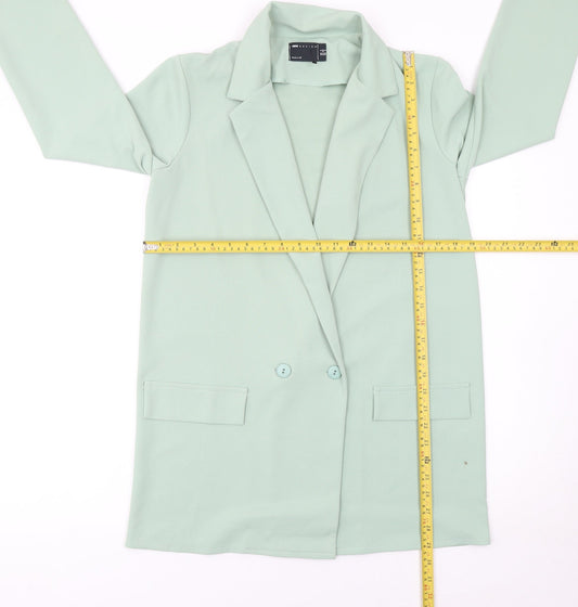 ASOS DESIGN Women’s Green Double-Breasted Long Blazer Jacket Size 6