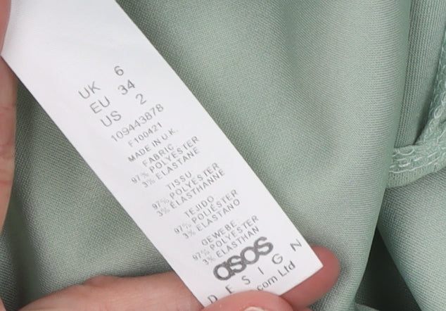 ASOS DESIGN Women’s Green Double-Breasted Long Blazer Jacket Size 6