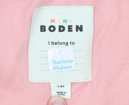 Mini Boden Girls Pink Floral Hooded Puffer Jacket 7-8 Years Quilted Sherpa