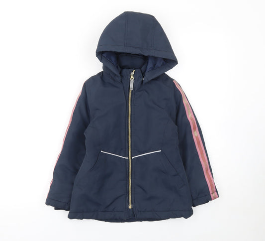 Name It Girls Blue Hooded Puffer Jacket 6 Years Polyester Lined Winter Coat