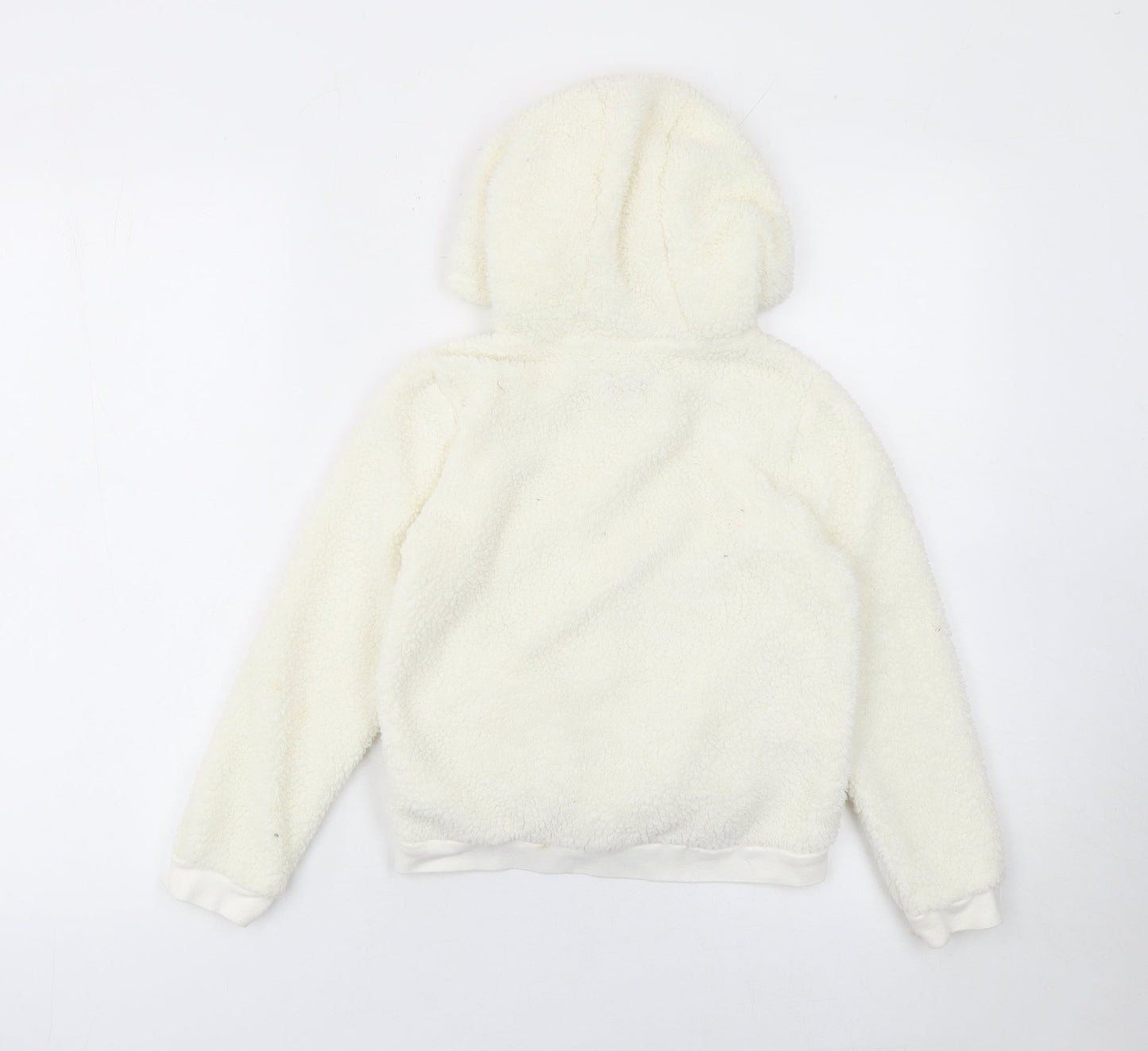 Reveuse Girls Ivory Unicorn Hooded Fleece Jacket Age 8 Long Sleeve Zip-Up