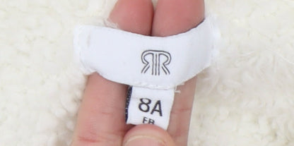 Reveuse Girls Ivory Unicorn Hooded Fleece Jacket Age 8 Long Sleeve Zip-Up