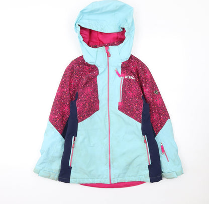 Nevica Girls Blue Pink Ski Jacket 9-10 Years Hooded Waterproof Winter Coat