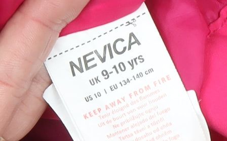 Nevica Girls Blue Pink Ski Jacket 9-10 Years Hooded Waterproof Winter Coat