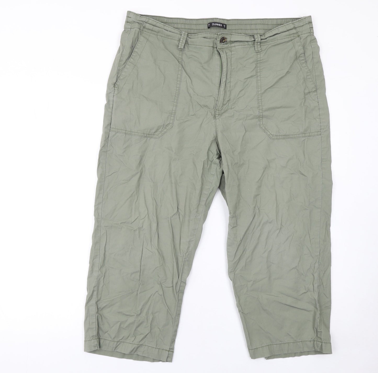 Dunnes Stores Women’s Green Cropped Cotton Trousers Size 16