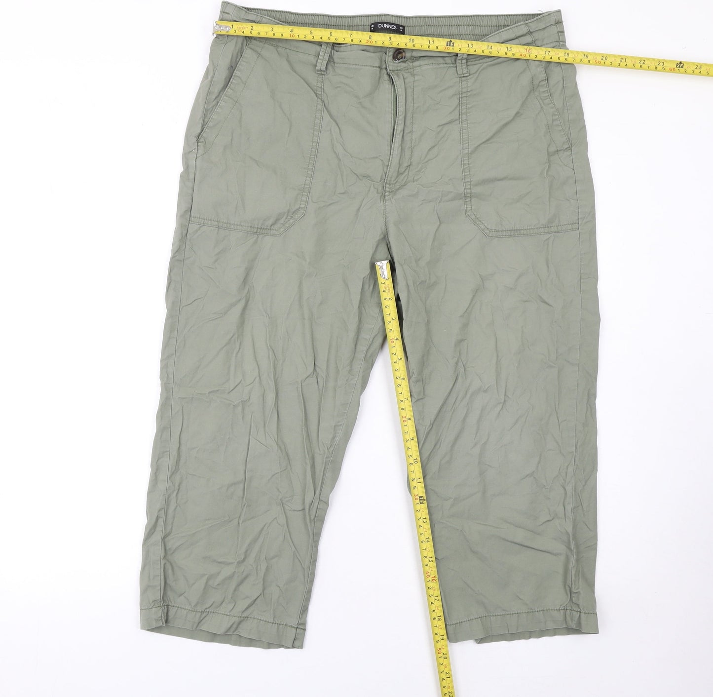 Dunnes Stores Women’s Green Cropped Cotton Trousers Size 16